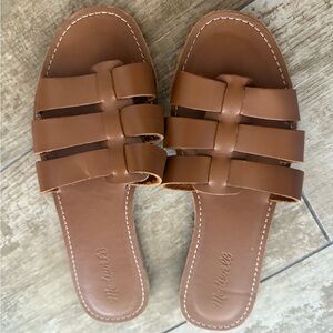 Madewell Brown Leather Flat Sandals - like new